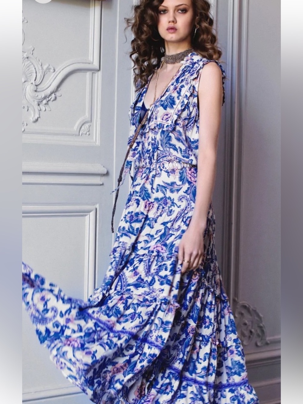 Spell and the Gypsy Etienne sleeveless maxi in Monaco blue L